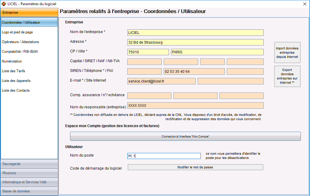 LICIEL - WikiLICIEL - Liciel DIAG - Administratif - Carnet d'adresse